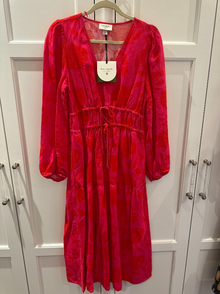Nwt Kate Spade New York Pink Red Floral Midi Dress Small Target Collab